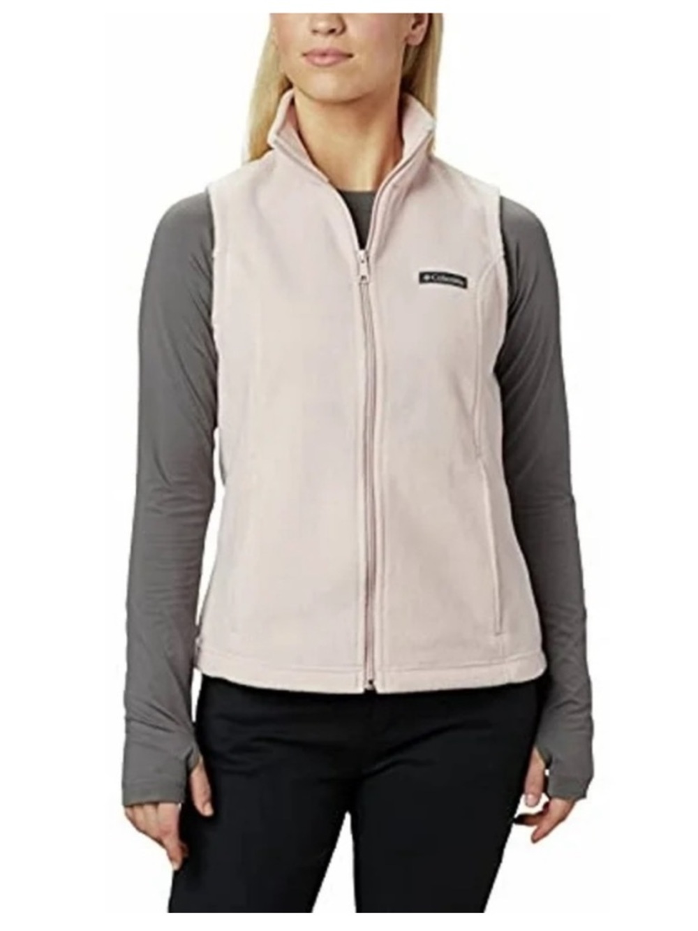 Columbia Benton full zip Fleece Vest size XS Dusty Pink pockets fitted